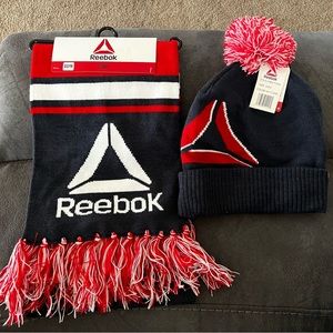 Reebok Navy~Red  Scarf & Beanie